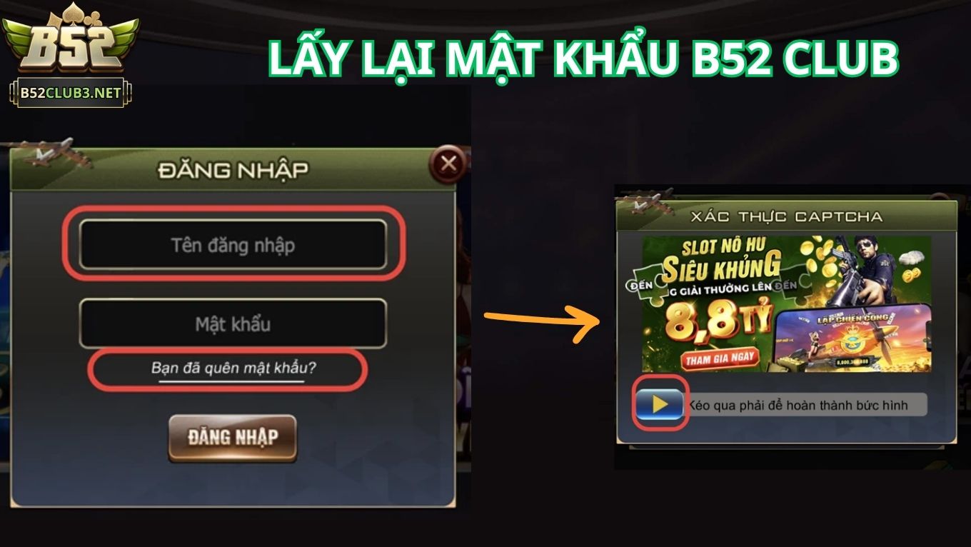 Hướng dẫn lấy lại mật khẩu B52 CLUB cho người chơi