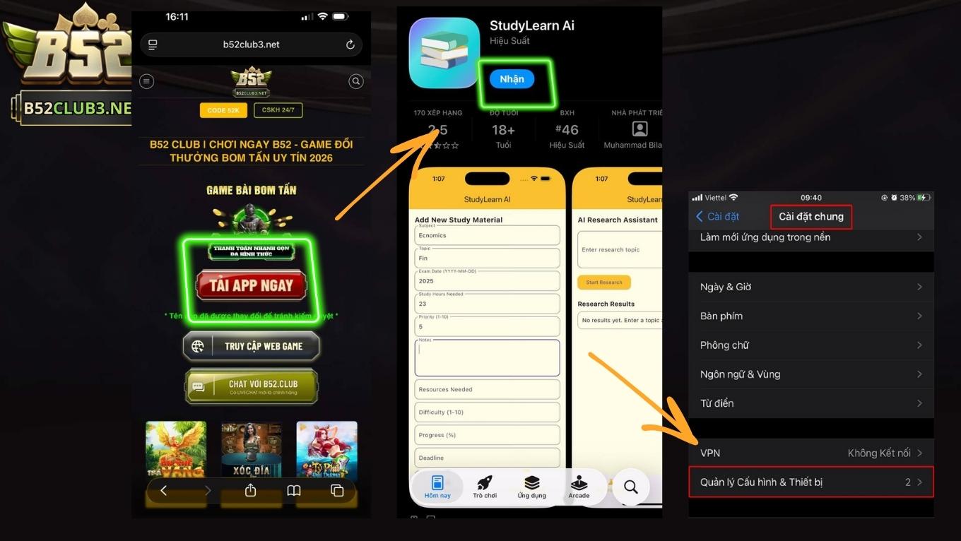 Hướng dẫn tải B52 CLUB iOS chi tiết