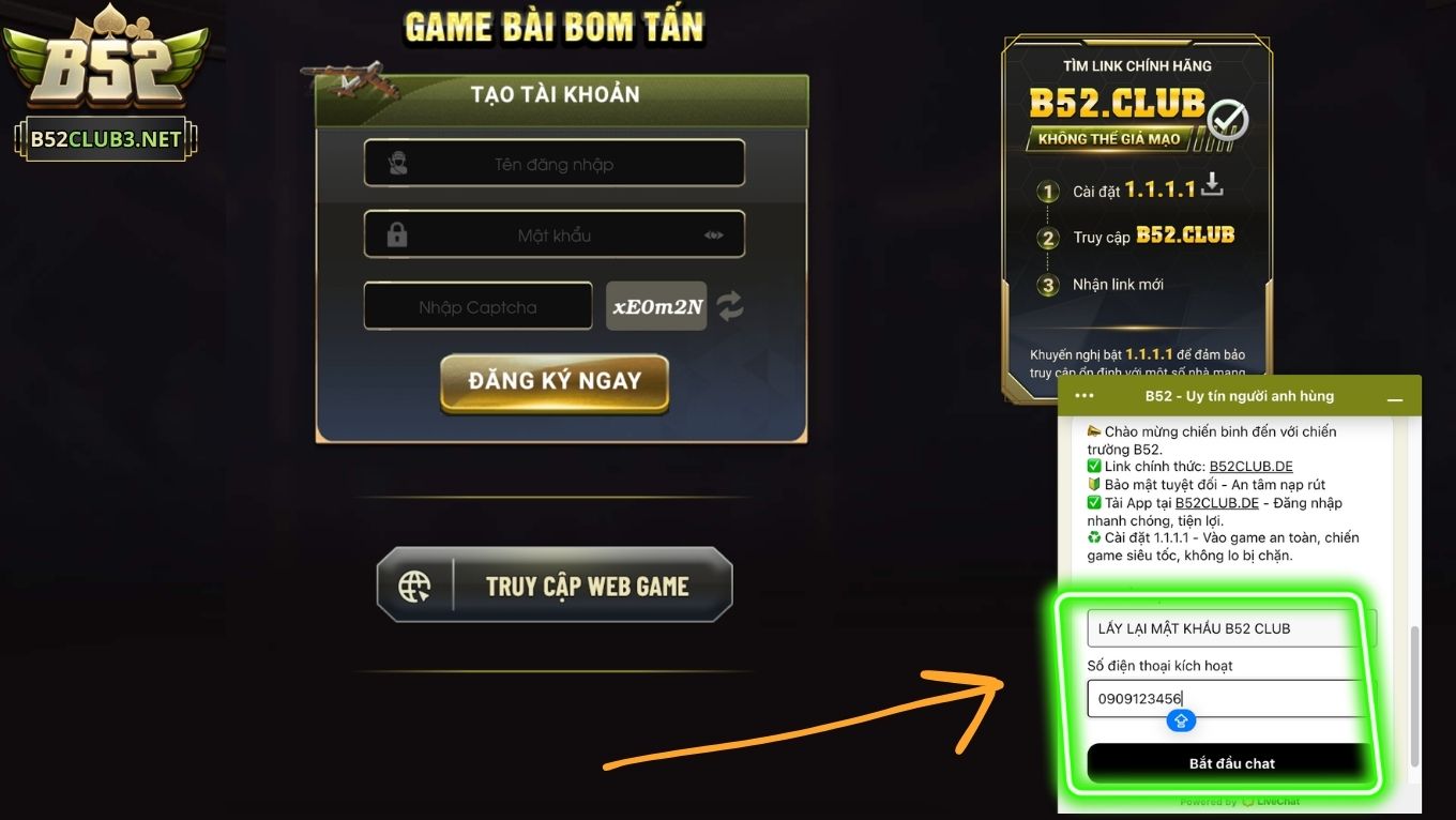 Lưu ý khi lấy lại mật khẩu B52 CLUB