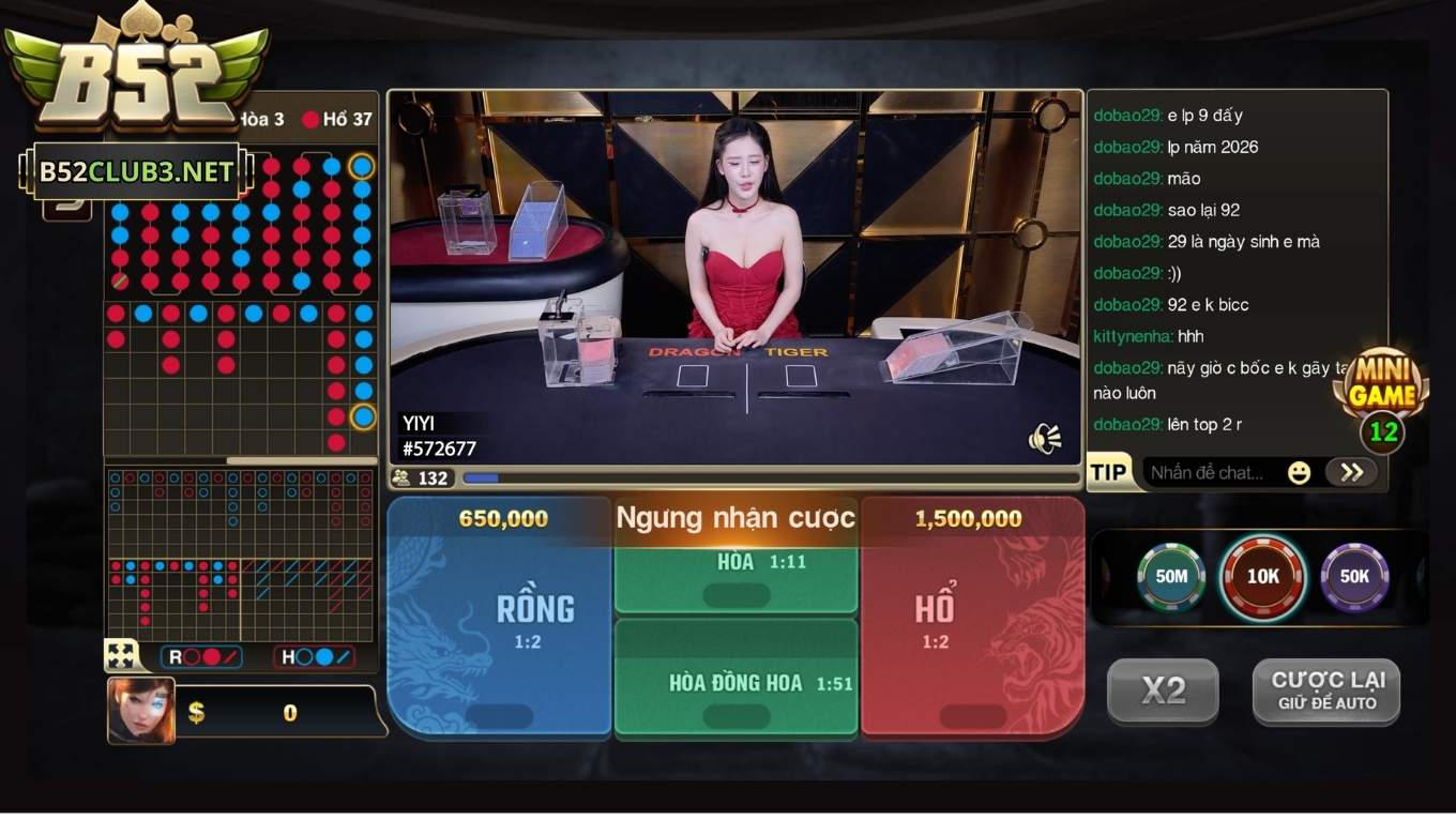 Rồng hổ live tương tác dealer cực xinh